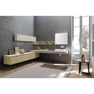 LIME 1.0 Badmoebel Zusammensetzung 205 Nodato Spaccato Biondo + Lackiert Nebbia opaco AZZURRA