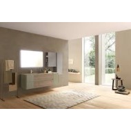 LIME 2.0 Bathroom Cabinet Composition 214 Rovere Dogato Grigio + Laccato Verde polvere Opaco  AZZURRA