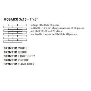 FLOW WHITE 3X15 MOSAICO 30X30 - COEM SK1MS1R COEM - 1
