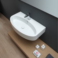 GSG LIKE  Lavabo   cm 80, monoforo (senza foro, 3 fori su richiesta) kit fissaggio incluso