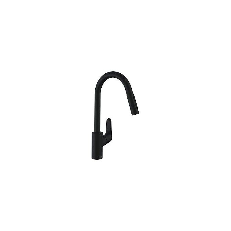 Focus - Single lever kitchen mixer 240 with pull-out spray  - matt black HG 31815670 HANSGROHE - 1