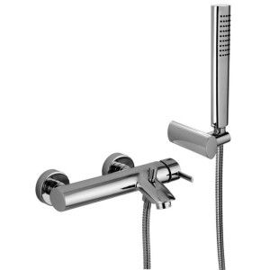 Berry Bath Shower Mixer with diverter with ABS fixed wall bracket with hand shower and flexible hose Cromo -  Paffoni BR 026CR R