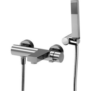 Rock Bath Shower Mixer with diverter with ABS fixed wall bracket with hand shower and flexible hose Paffoni RO 026CR RUBINETTERI