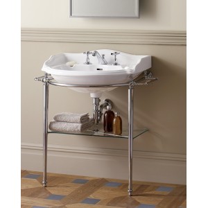 Boston Console for Basin Oxford with Towel Rail and glass shelf L81xH88,6xD50 with legs finish in Chrome DEVON&DEVON - 1