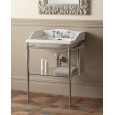 Tiffany Consolle per lavabo Cambridge con portasciugamani e ripiano portaoggetti in vetro L71xH90,8xD49 con finitura gambe Cromo