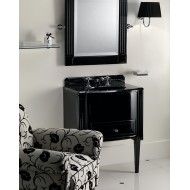 Domino Meuble Porte Lavabo avec plan en marbre noir marquinha L68xH93xD48 avec laque Deep Black DEVON&DEVON - 1