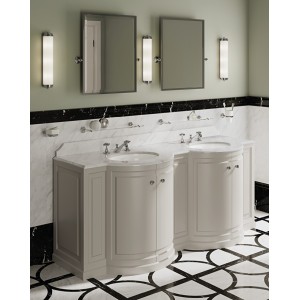 Regent Meuble Porte Lavabo avec Plan en Maebre Blanc de Carrare L191,3xH94xD67 avec laque Off White DEVON&DEVON - 1
