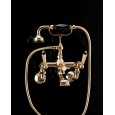 Black Diamond Bath Shower Mixer Wall mounted with hose and handset - Light Gold DEVON&DEVON - 1