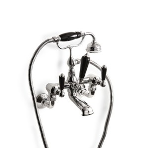 Black Dandy Bath Shower Mixer Wall mounted with hose and handset - Chrome DEVON&DEVON - 1