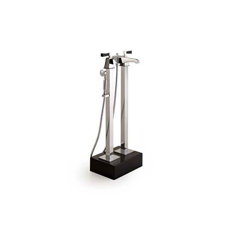 Vip Time Bath group with free standing legs, hand shower and flexible hose - black polished brass levers (pvd) DEVON&DEVON - 1
