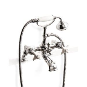 White Rose Robinetterie pour baignoire pour montage au bord du Bassin Avec Douchette et Flexible - Chrome DEVON&DEVON - 1