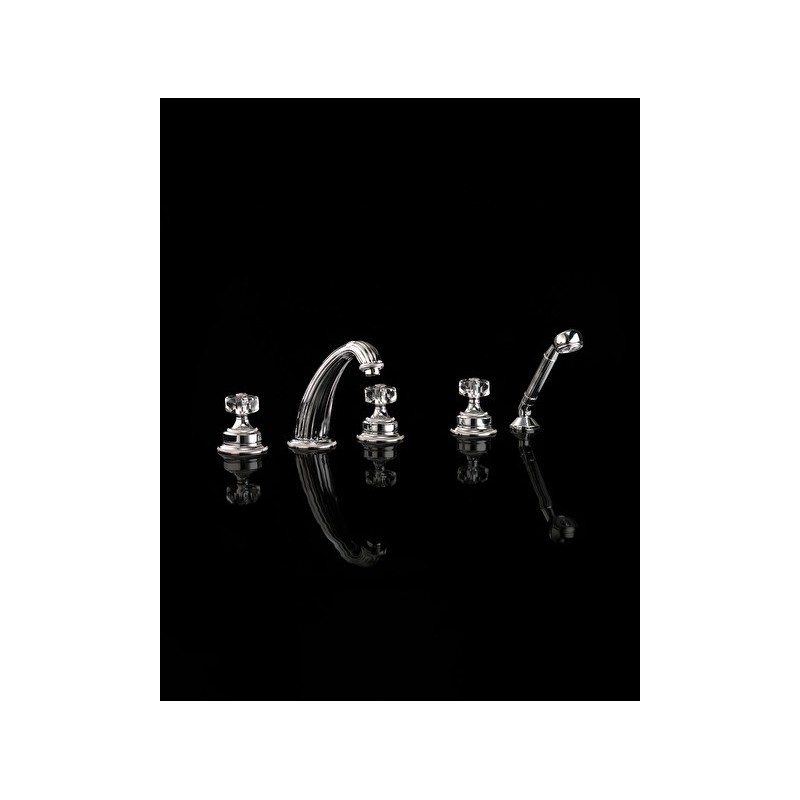 King Excelsior Badewannesatz zur Montage auf Badewannenrand 5 Loch,  mit Eingebaute Ablenker und Handbrause - Chrom DEVON&DEVON 