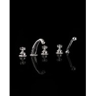 King Excelsior Badewannesatz zur Montage auf Badewannenrand 5 Loch,  mit Eingebaute Ablenker und Handbrause - Chrom DEVON&DEVON 