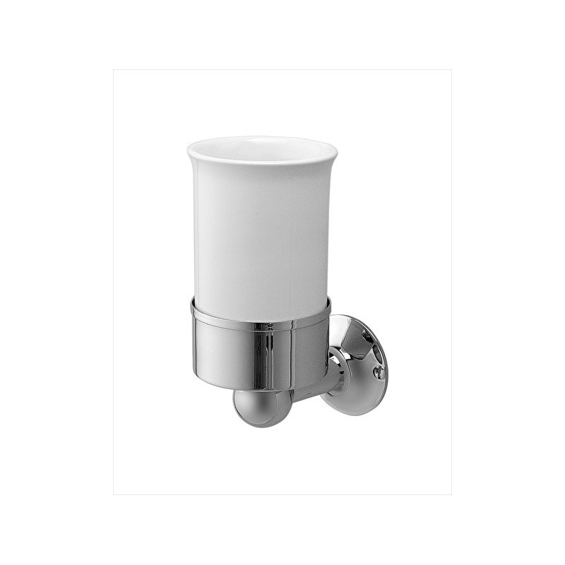 New York Porta spazzolino con bicchiere in ceramica L7,1xH15xD10 con finitura Cromo DEVON&DEVON - 1
