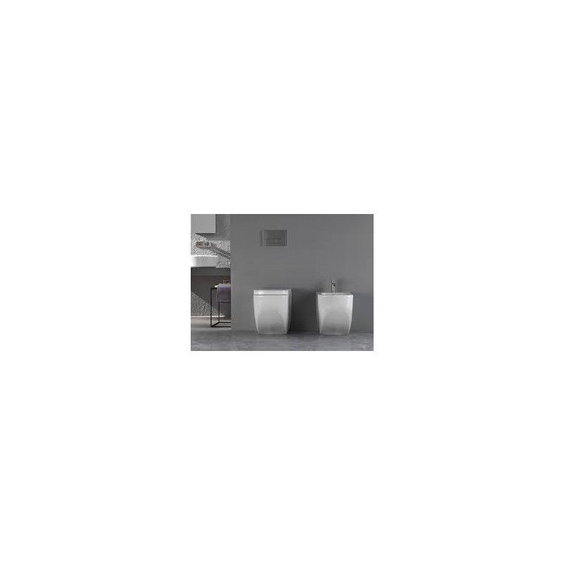 NEXT  WC AM BODEN ohne Seitenlöcher PURE FIX SCHWARZ MATT rimless 360x560 Hatria 