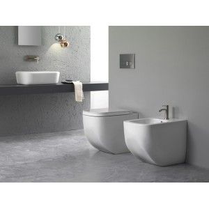NEXT OPEN BIDET FILO MURO SENZA FORI LATERALI MONOFORO NERO MATT PURE FIX  360x560 Hatria 