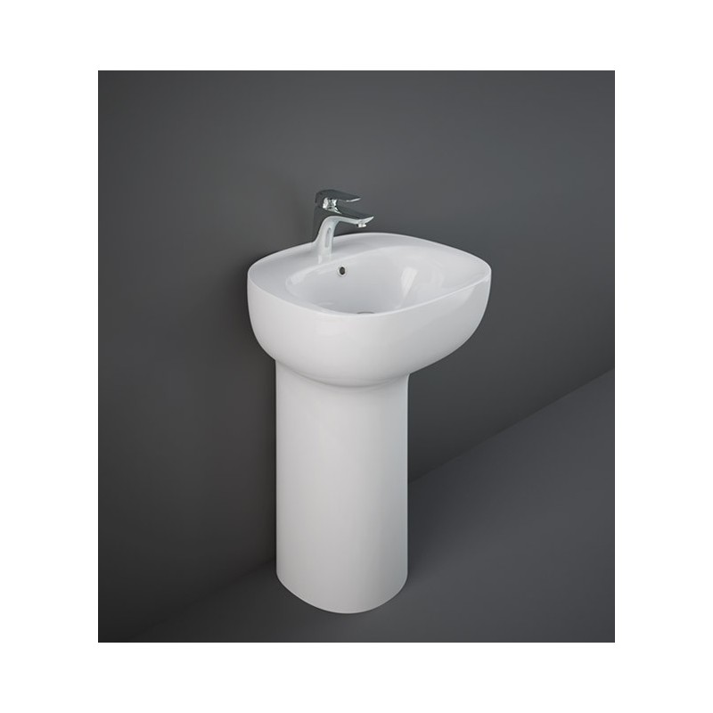 Lavabo sur pied ILLUSION 54 CM Blanc AVEC COUVERCLE GASPILLAGE  Rak Ceramics