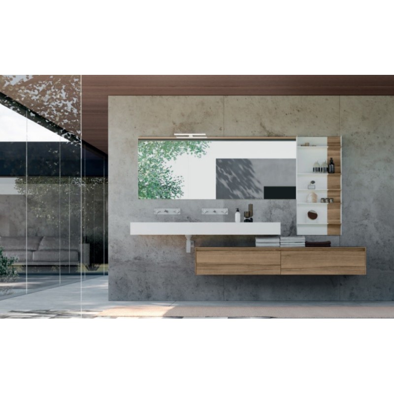 Badezimmerschrank Komposition LIME 2.0 160cm Nobilitato Noce Tavola Antico chiaro - AZZURRA  Arredobagno AZZURRA GROUP - 1