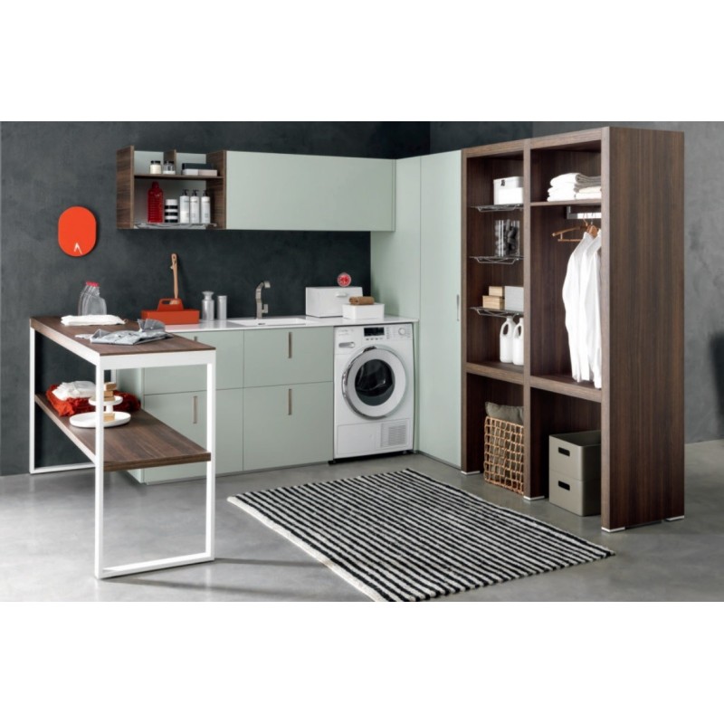 Armoire a linge de salle de bain Composition LIME 0 180cm Laqué Verde Ghiaia Opaco - AZZURRA  Arredobagno AZZURRA GROUP - 1