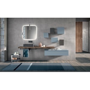 Bathroom cabinet Composition JEY 180cm Rovere Corteccia Fumo - AZZURRA  Arredobagno AZZURRA GROUP - 1