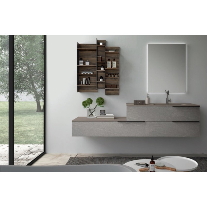 Bathroom cabinet Composition LIME 1.0 120cm Nobilitato Pietra Piasentina Grigio chiaro - AZZURRA  Arredobagno AZZURRA GROUP - 1