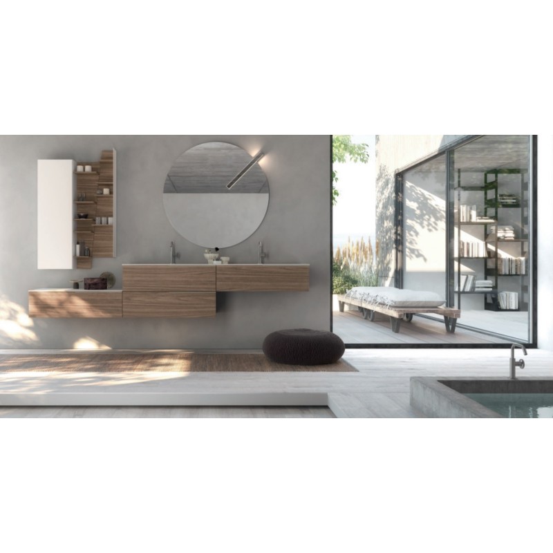 Badezimmerschrank Komposition LIME 1.0 180cm Nobilitato Noce Canaletto Naturale  - AZZURRA  Arredobagno AZZURRA GROUP - 1