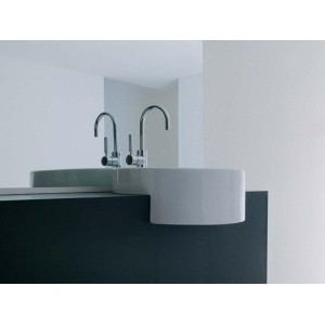 TWIN SET 52 WEISSES EINLOCH HALB EINBAUWASCHBECKEN - Ceramica Flaminia