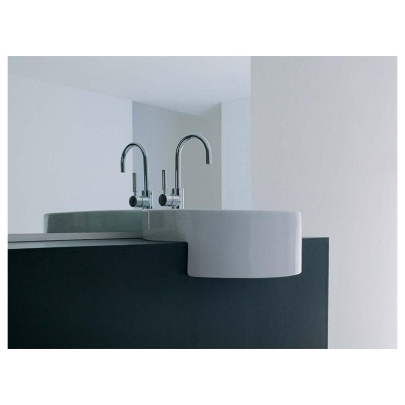 TWIN SET 52 LAVABO SEMI-ENCASTRÉ MONOTROU BLANC - Ceramica Flaminia
