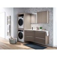 Laundry unit h200xl 147xp65 cm Composition 404 Lacquered Brown 10 - Geromin