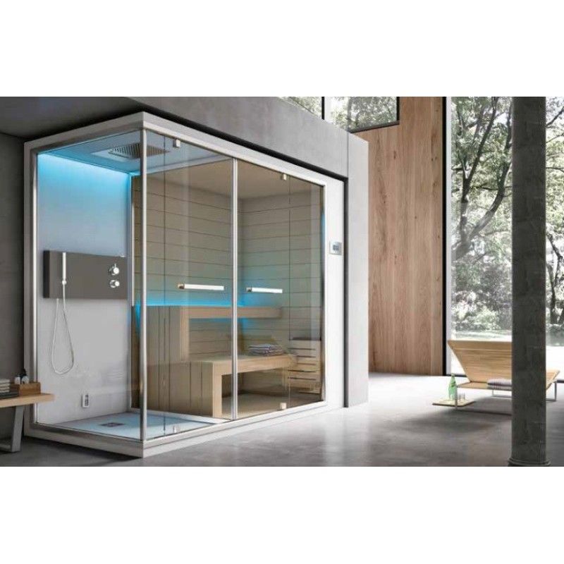 ETHOS Hammam mit integrierter Dusche + Sauna 295x120xH.215 Ecke / Wand - Hafro - Geromin
