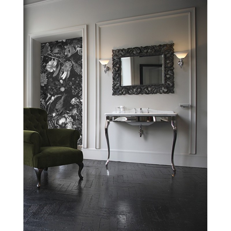 Jacqueline Console with marble Top carrara white and Metallic Legs Chrome L108xH93,5xD58,2 DEVON&DEVON - 1
