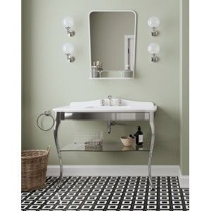 Jacqueline Céramique Console pour lavabo avec dessus en céramique et structure de support en métal chromé L109xH95,5xP58 DEVON&D