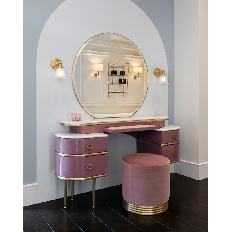 Zelda Brushed brass matt laquered Vanity Table  - Siver Mirror - Cremo Extra Marble Top L155xH83,1xD45 DEVON&DEVON - 1