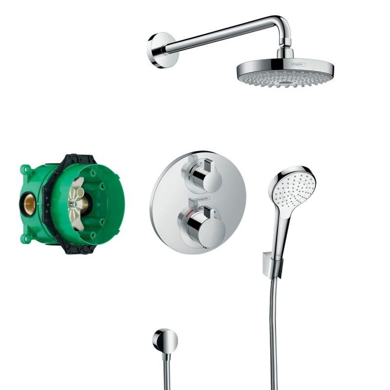 Croma Select S Système de douche encastré avec thermostat Hansgrohe Ecostat S