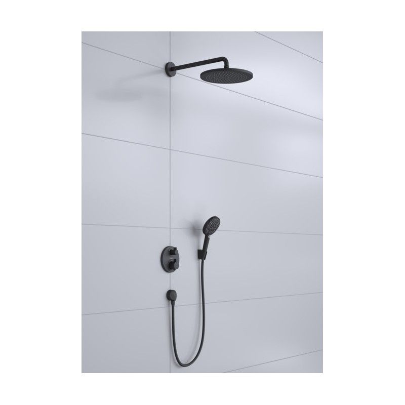 Croma   Shower System 280 1 jet Ecostat S Black Matt Hansgrohe