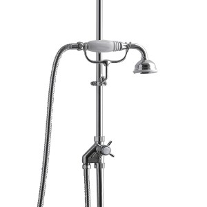 Diverter on external tube with hand shower and fork L25.5 x H12 x D11.7 - Chrome DEVON&DEVON - 1