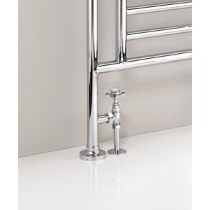 Towel Warmers Valvole a squadra 1/2" (coppia) rosette e tubo (coppia) cm5,5xL8,5xH14+11 con finitura Cromo