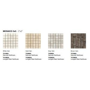 TOUCHSTONE WHITE VEIN MOSAICO 5X5 LEVIGATO MATT RETTIFICATO - COEM TV1MS5L