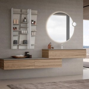 Bathroom cabinet Composition JEY 120cm Nobilitato Noce Tavola Antico chiaro - AZZURRA  Arredobagno AZZURRA GROUP - 2