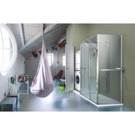 TWIN Corner shower enclosure with VISMARA VETRO washing machine compartment VISMARA VETRO - 1