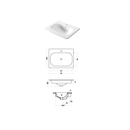 SOFT P46 LAVABO ENCASTRABLE 61 BLANC sans trou - DISEGNO CERAMICA DISEGNO CERAMICA - 3