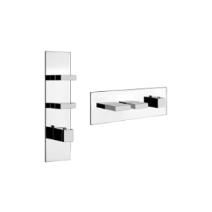 RETTANGOLO WELLNESS Partie extérieure Mitigeur thermostatique mural haut débit 2 sorties GESSI indépendantes GESSI SPA  - 2