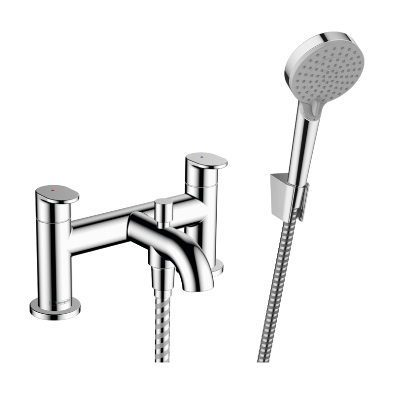 VERNIS BLEND Mitigeur bain 2 trous sur jante avec inverseur et douchette Hansgrohe HANSGROHE - 1