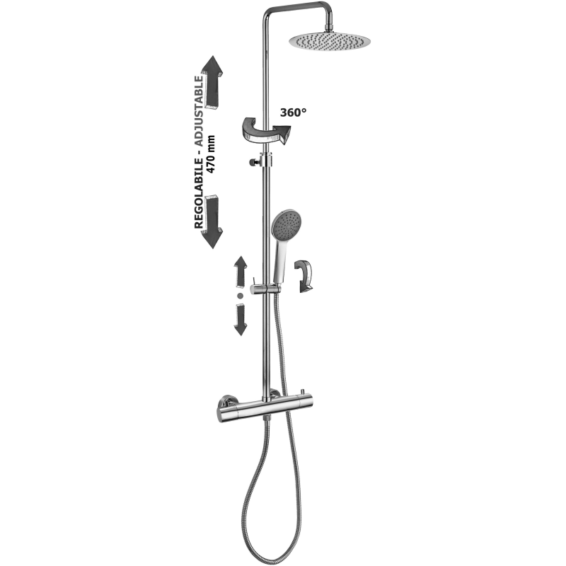 copy of Colonna doccia regolabile NEW MINI MASTER Cromo -  Paffoni ZCOL 599 NEW MINI MASTER RUBINETTERIA PAFFONI - 1