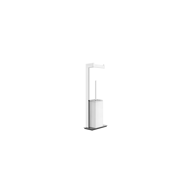 RETTANGOLO ACCESSORIES Floor lamp with roll holder and white toilet brush holder GESSI