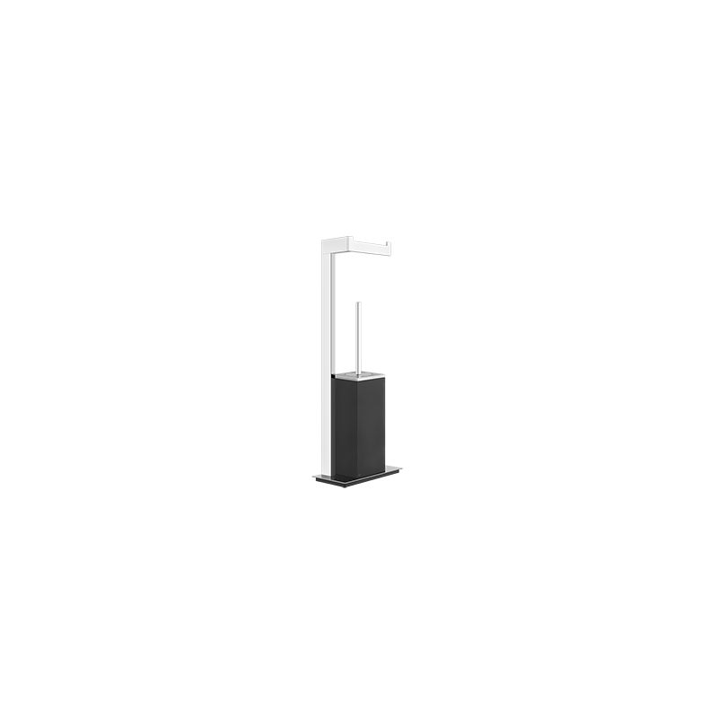 RETTANGOLO ACCESSORIES Floor lamp with roll holder and black toilet brush holder GESSI