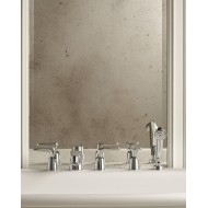 Twenties Bathtub mixer for 5-hole edge-mounting, with diverter and hand shower - Chrome DEVON&DEVON - 1