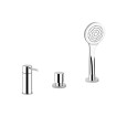 VIA TORTONA 3-Loch Wannenrandgruppe mit Umstellung, 1,5m Brauseschlauch und GESSI Antikalk-Handbrause
