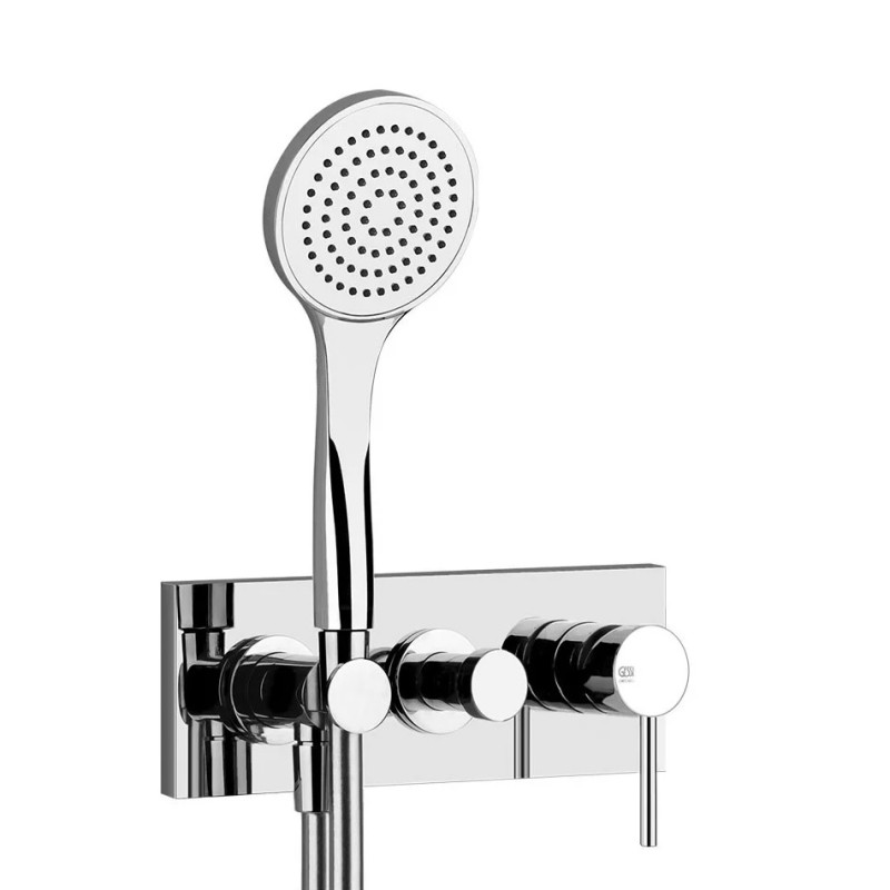 VIA TORTONA External part 2-way wall-mounted shower mixer with diverter, water connection, support and hand shower GESSI