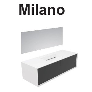 GSG MILANO Mobile Milano in white lacquered MDF L140xD52 with integrated resin sink and two push and pull drawers